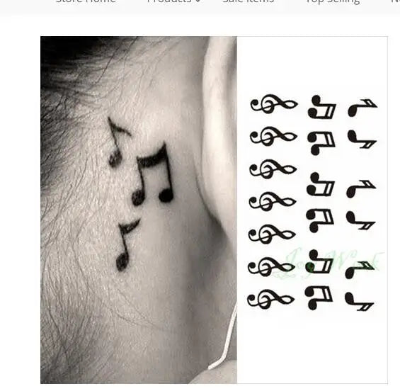 Waterproof Temporary Tattoo sticker on ear finger music note bird stars line streak henna tatto flash tatoo fake for women T1923