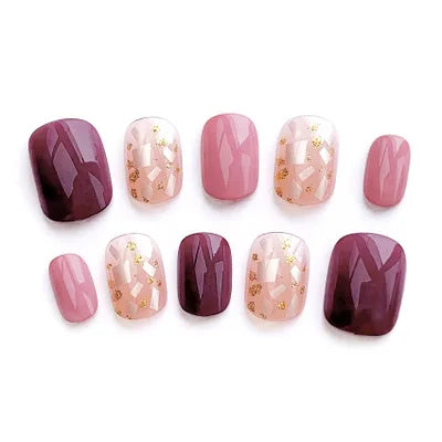 24 pieces False Nail Full Cover Fake Nail Crystal Elegant Pink Gradient French Short Nails Ellipse Shape Short Fake Nail