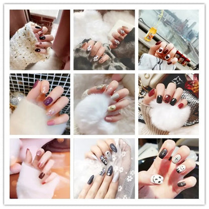 24 pieces False Nail Full Cover Fake Nail Crystal Elegant Pink Gradient French Short Nails Ellipse Shape Short Fake Nail