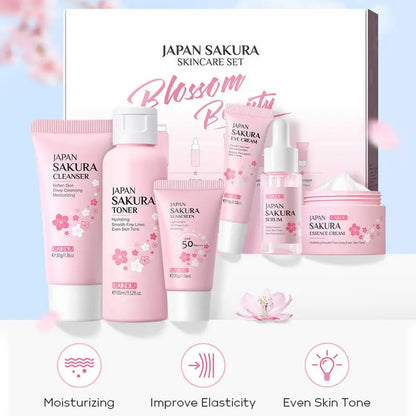 Sakura Facial Cleaner Korean Face Serum Anti Acne Peeling Gel Moisturize Fade Dark Circles Eye Cream Skin Care Set women gift