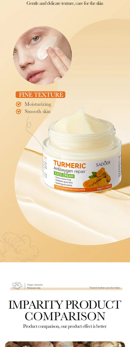 Natural Handmade Turmeric Soap Face Cream Serum Skin Care Set Clean Cutin Oil Control Removal Acne Whitening Remove Dark Spots