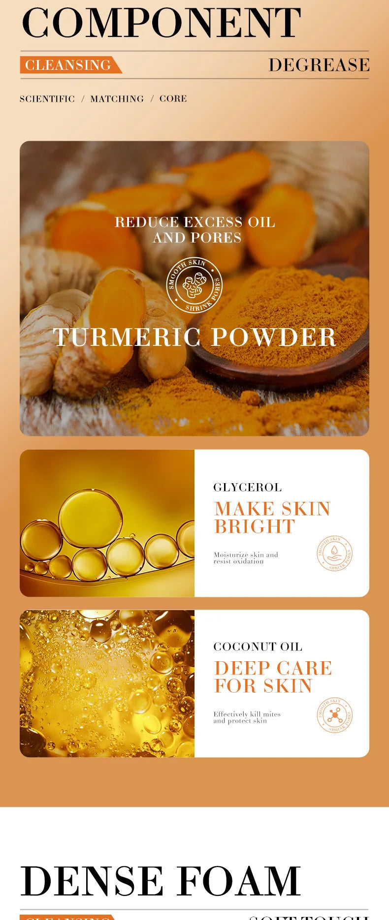 Natural Handmade Turmeric Soap Face Cream Serum Skin Care Set Clean Cutin Oil Control Removal Acne Whitening Remove Dark Spots