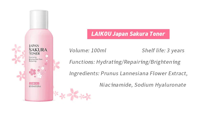 Japan Sakura Facial Cleaner Korean Face Serum Exfoliating Peeling Gel Moisturize Toner Eye Cream Sunscreen Cosmetic SkinCare Set