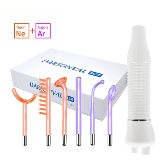 Darsonval Portable High Frequency Facial Machine Skin Therapy With 6 Neon & Argon Wands Remove Wrinkles Acne Facial Therapy Wand