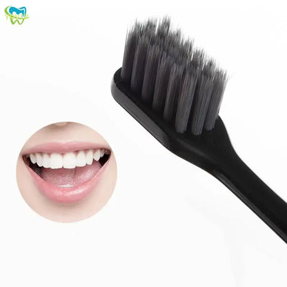 2 Pcs/Set Bamboo Charcoal Toothbrushes Ultra-Fine Soft Bristle Cleaning, Family Outfit Couple Adult Fine Bristle Toothbrush Set