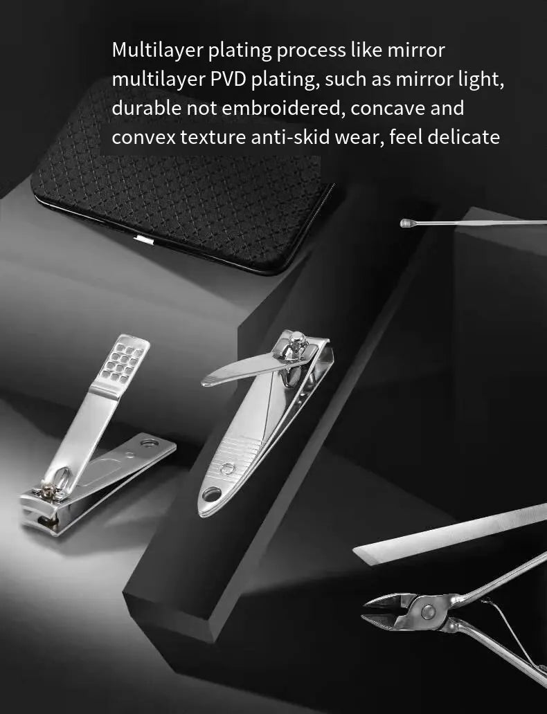 19Pcs Professional Nail Cutter Tools Manicure Set Pedicure Sets Nail Clipper Stainless Steel Travel Case Kit High-Quality