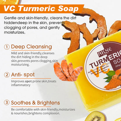 AILKE Organic Turmeric Skin Care Set, Brighten, Cleaning Skin, Reduce Acne, Whiten, Even Skin Tone, Improve Dry Skin