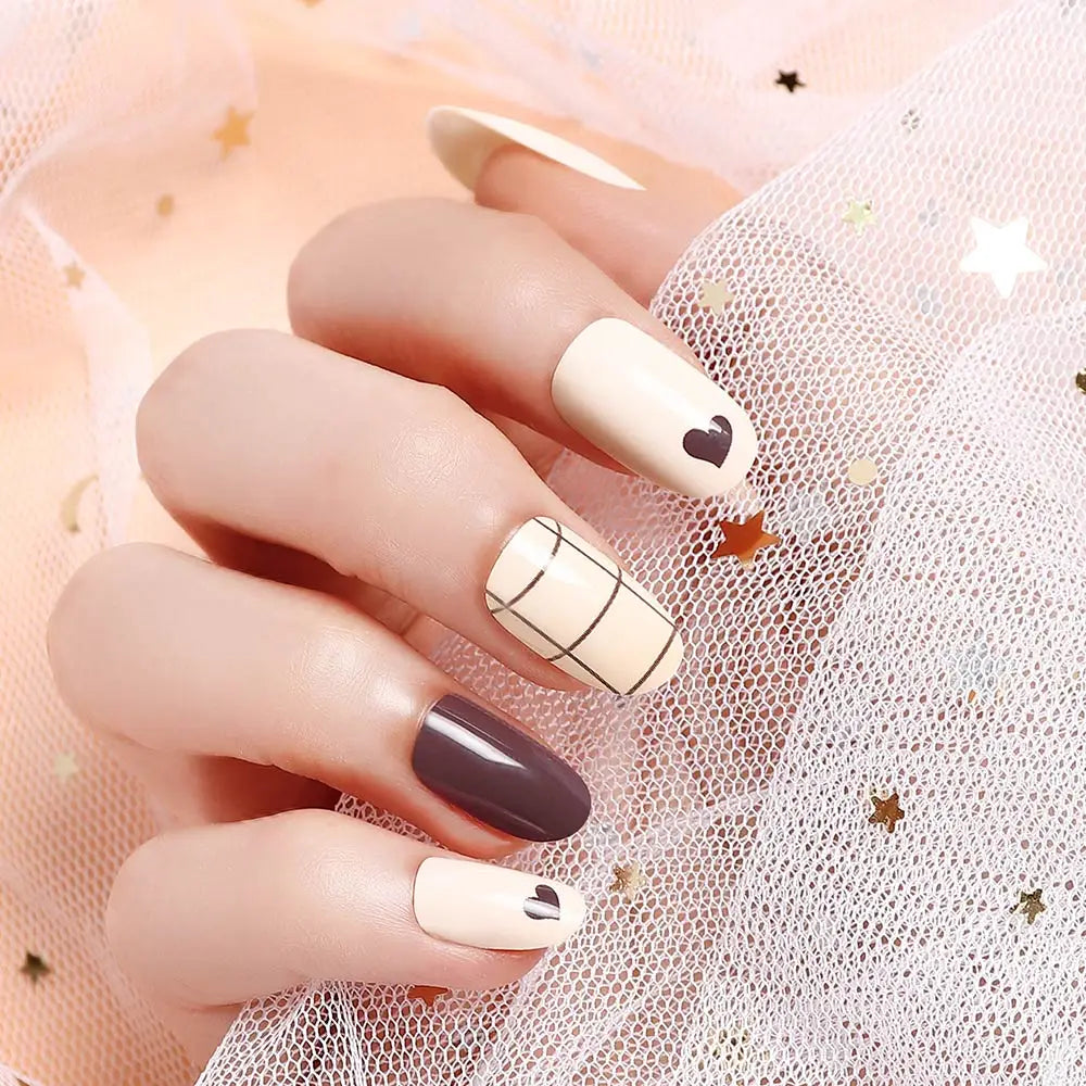 24 pieces False Nail Full Cover Fake Nail Crystal Elegant Pink Gradient French Short Nails Ellipse Shape Short Fake Nail