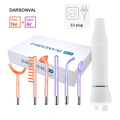 Darsonval Portable High Frequency Facial Machine Skin Therapy With 6 Neon & Argon Wands Remove Wrinkles Acne Facial Therapy Wand