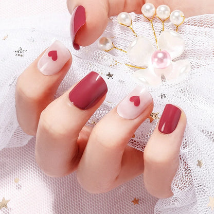 24 pieces False Nail Full Cover Fake Nail Crystal Elegant Pink Gradient French Short Nails Ellipse Shape Short Fake Nail