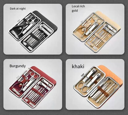 19Pcs Professional Nail Cutter Tools Manicure Set Pedicure Sets Nail Clipper Stainless Steel Travel Case Kit High-Quality