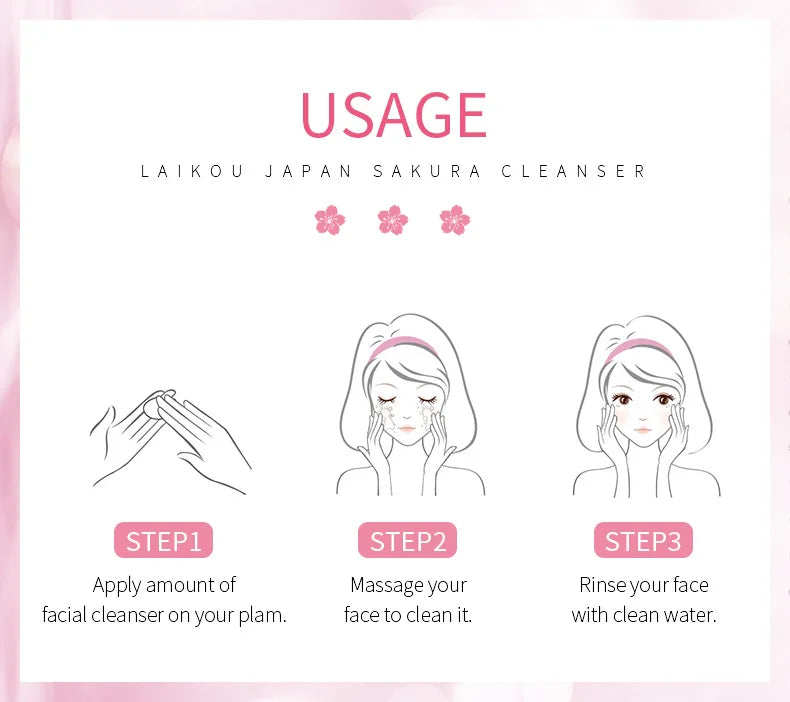 Japan Sakura Facial Cleaner Korean Face Serum Exfoliating Peeling Gel Moisturize Toner Eye Cream Sunscreen Cosmetic SkinCare Set