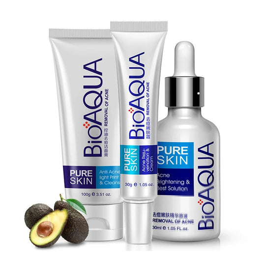 BIOAQUA 3pcs/set Firming Skin Care Sets Firming Oil Control Refreshing Face Cream Facial Cleanser Serum Face Care Set