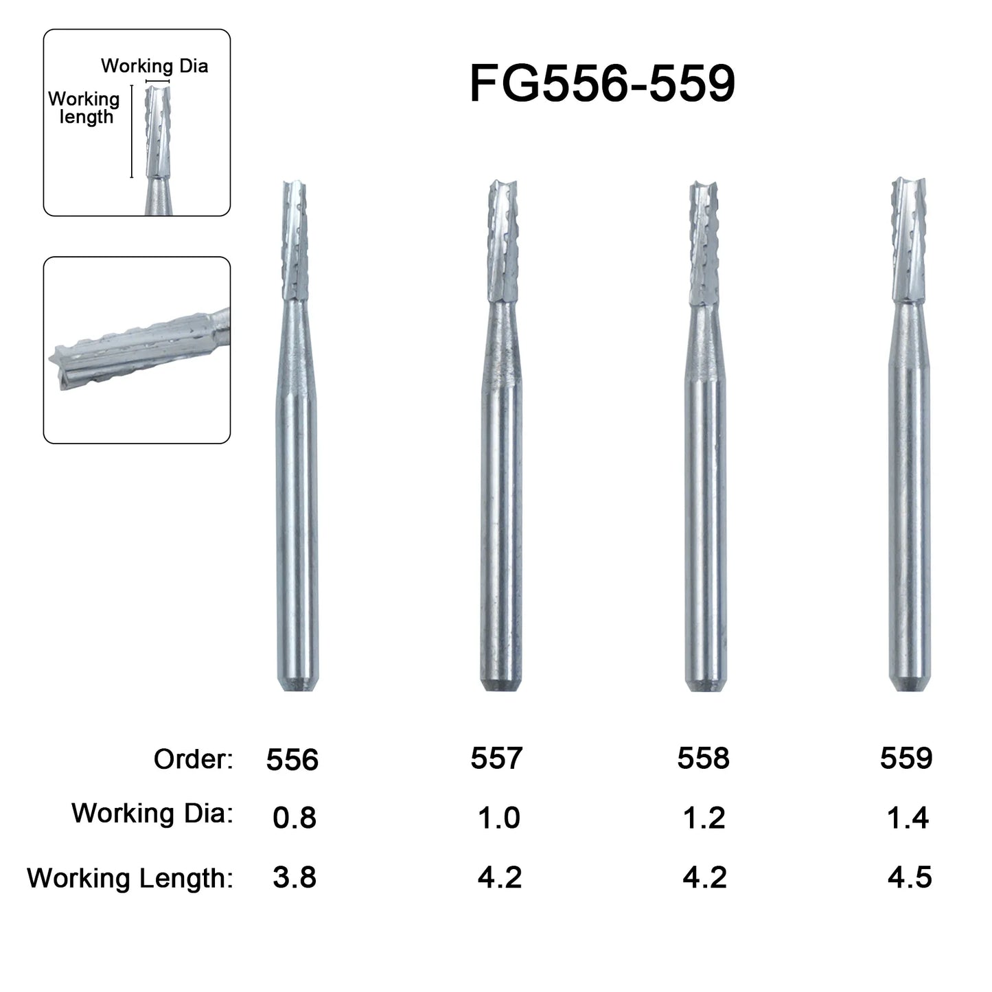 10Pcs/Box WellCK FG Bur Dental Carbide Burs Pear-Shaped Type Dia 1.6mm For High Speed Tungsten Steel Burs FG330 FG556 FG245 FG34