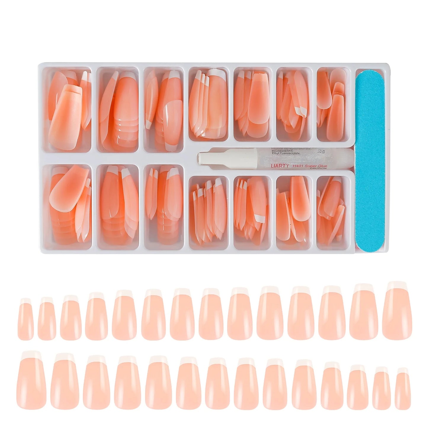 24 pieces False Nail Full Cover Fake Nail Crystal Elegant Pink Gradient French Short Nails Ellipse Shape Short Fake Nail