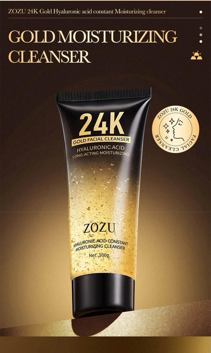 24k Gold Hyaluronic Acid Nicotinamide Face Serum Anti Aging Facial Lifting Collagen Cream Skin Care Whitening Eye Care Cleanser