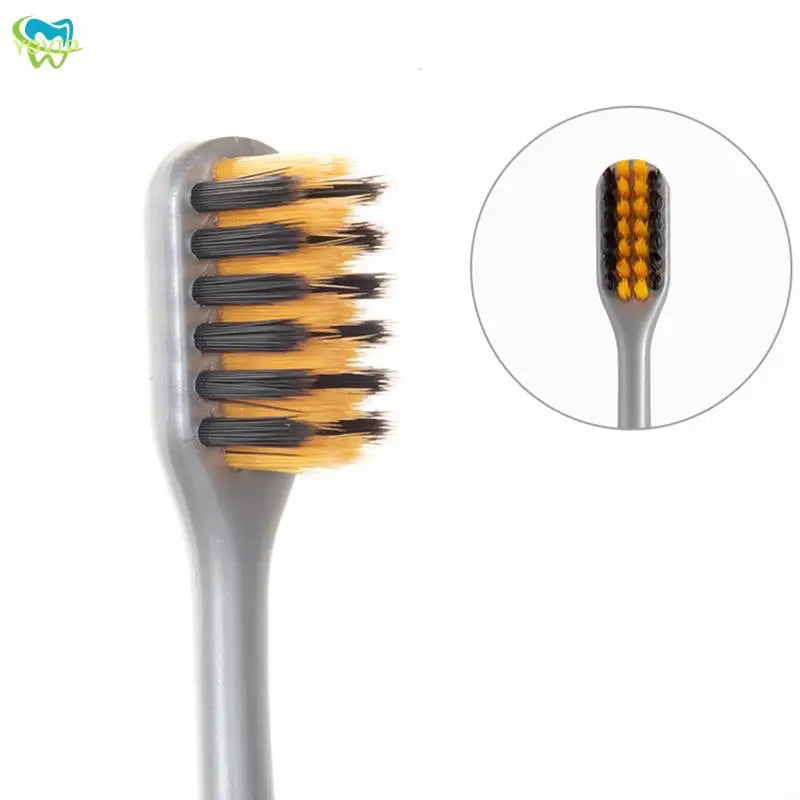 2 Pcs/Set Bamboo Charcoal Toothbrushes Ultra-Fine Soft Bristle Cleaning, Family Outfit Couple Adult Fine Bristle Toothbrush Set