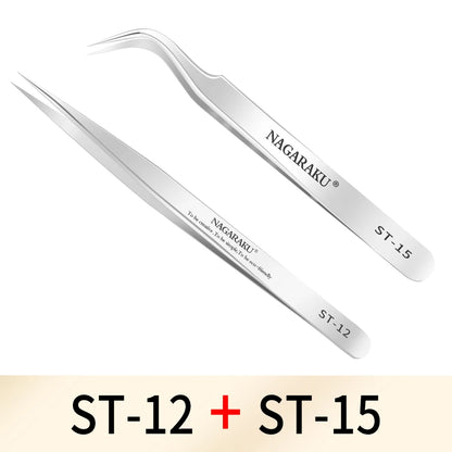 NAGARAKU 1 Pair Eyelashes Tweezers Set Volume Accurate Isolate Pincet Stainless Eyebrow Lash Extensions Tweezer Makeup Tools