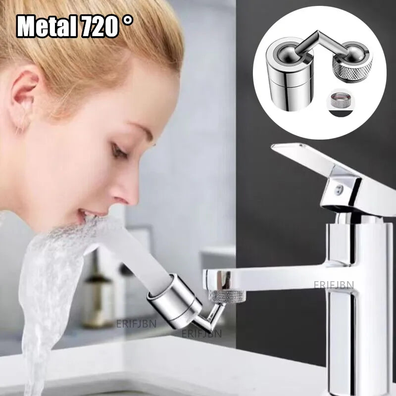 Metal 720° Universal Kitchen Faucet Spray Head Aerator Bathroom Tap Rotate Faucet Bubbler Saving Water Tap Nozzle Extender