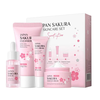 Sakura Facial Cleaner Korean Face Serum Anti Acne Peeling Gel Moisturize Fade Dark Circles Eye Cream Skin Care Set women gift