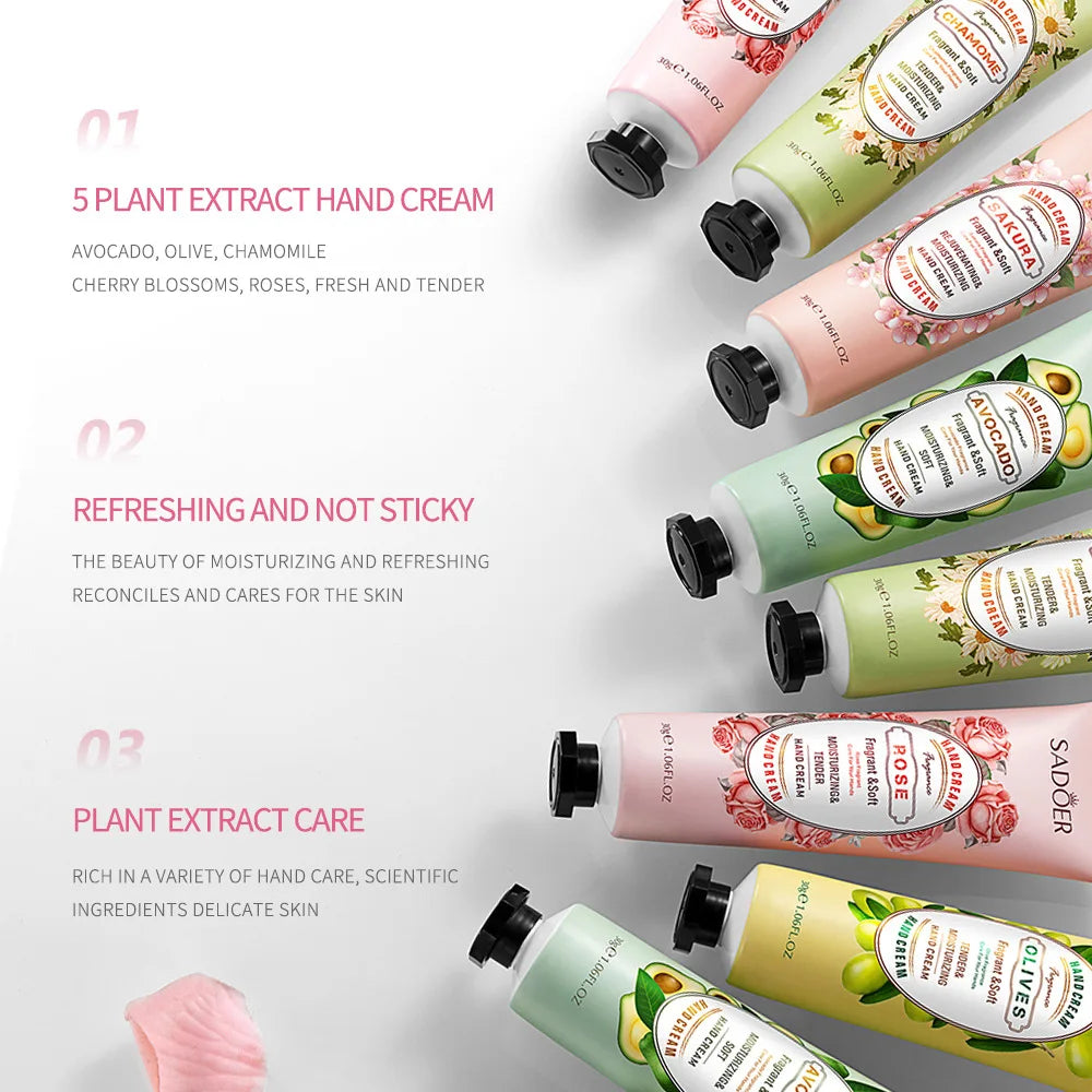 15pcs Avocado Sakura fragrant Hand Cream Sets Moisturizing Repair Anti Dry Nourishing Hands skincare Lotion Sets Hands Care