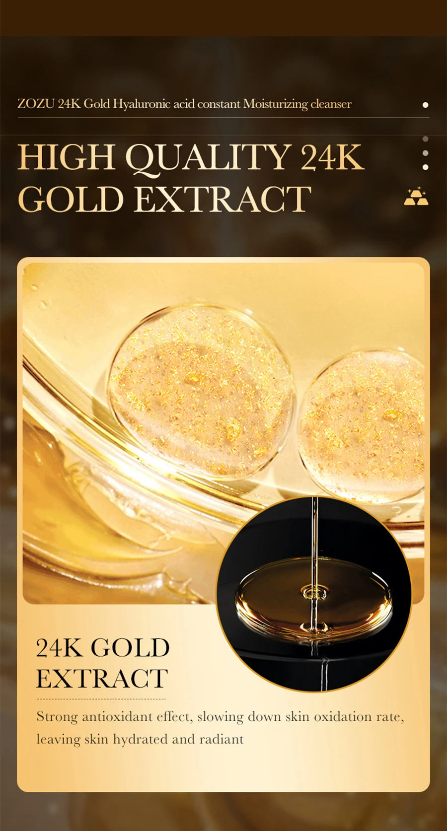 24k Gold Hyaluronic Acid Nicotinamide Face Serum Anti Aging Facial Lifting Collagen Cream Skin Care Whitening Eye Care Cleanser