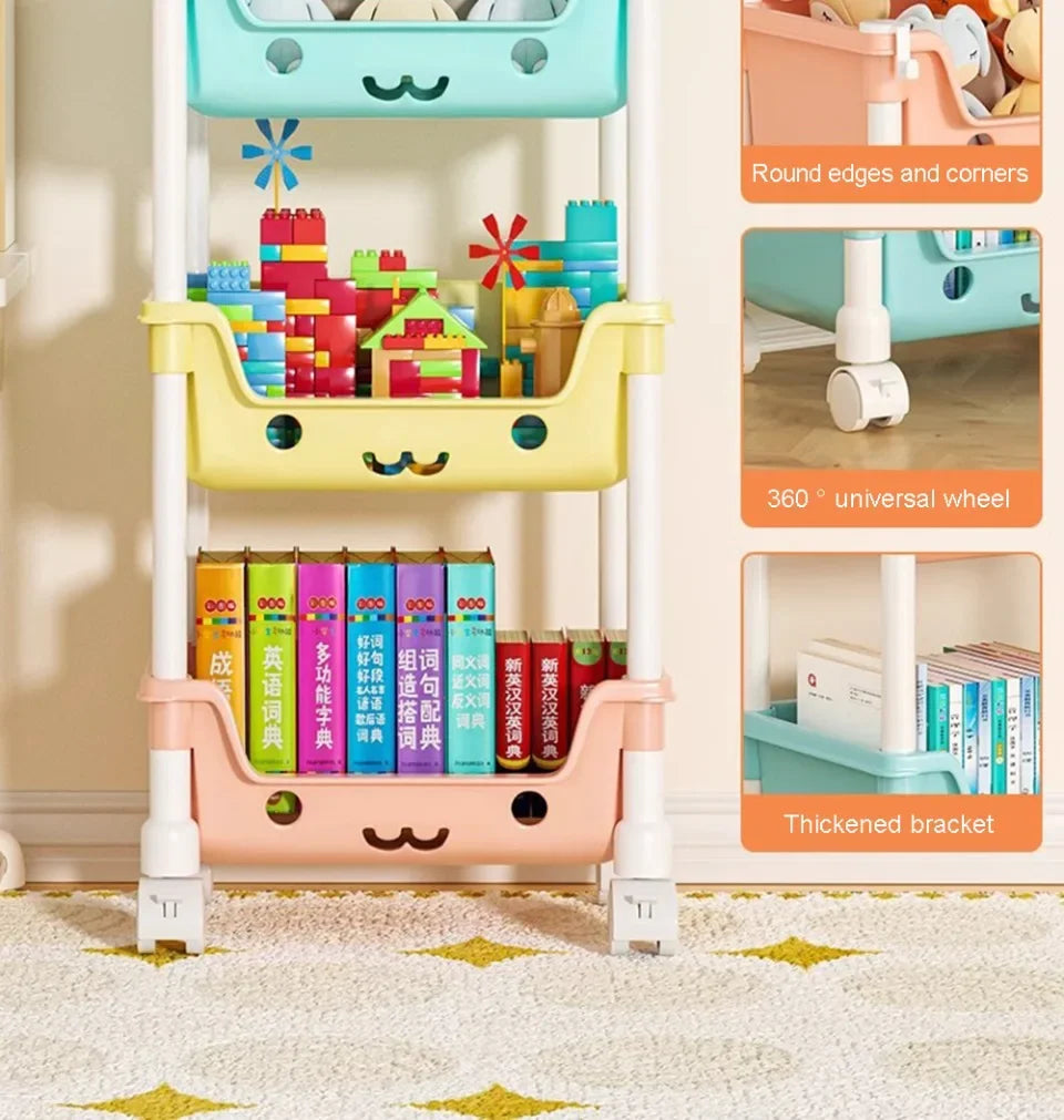 Toy Storage Trolley Bookshelf Snack Rack For Children Storage Organizer Bathroom Accessories Closet Organizer Kitchen Storage