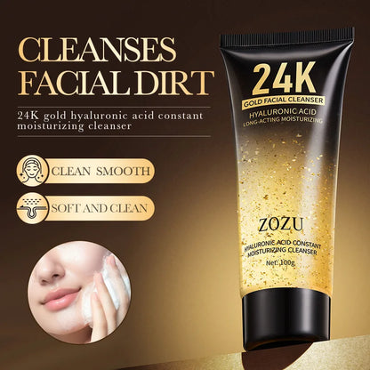 24k Gold Hyaluronic Acid Nicotinamide Face Serum Anti Aging Facial Lifting Collagen Cream Skin Care Whitening Eye Care Cleanser