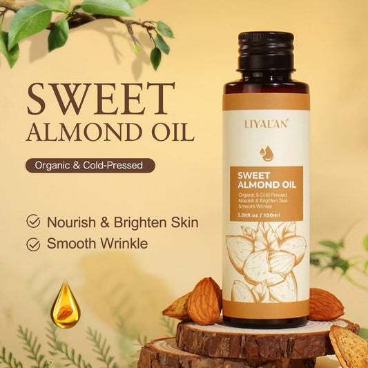 100ml Sweet Almond Oil Body Care Massage Nourish Moisturize Dry Skin Smooth Wrinkle Strengthen Hair Pure Natural Skin Care