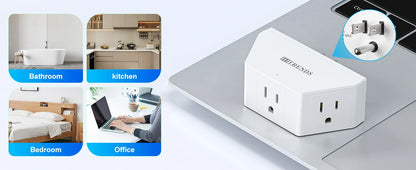 2pcs Multi Plug Outlet Extender US Plug Adapter, Wall Socket Multiple 3 AC Electric Outlet Power Strip for Travel Home