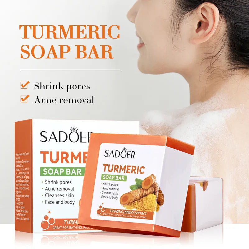 Natural Handmade Turmeric Soap Face Cream Serum Skin Care Set Clean Cutin Oil Control Removal Acne Whitening Remove Dark Spots