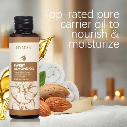 100ml Sweet Almond Oil Body Care Massage Nourish Moisturize Dry Skin Smooth Wrinkle Strengthen Hair Pure Natural Skin Care