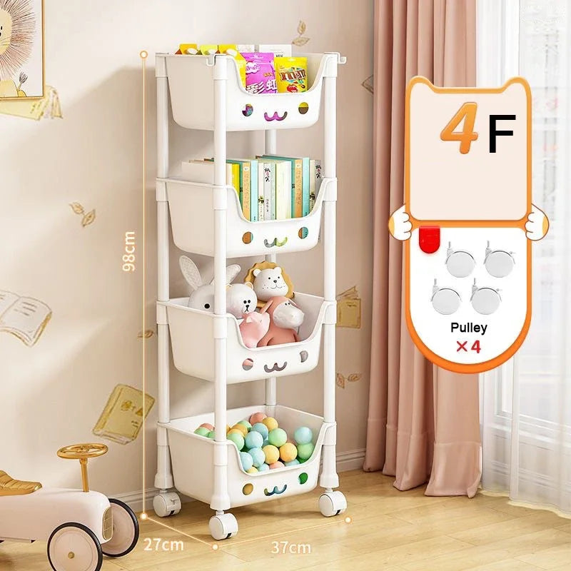 Toy Storage Trolley Bookshelf Snack Rack For Children Storage Organizer Bathroom Accessories Closet Organizer Kitchen Storage