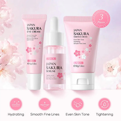 Face Skin Care Set Cleanser Sakura Essence Cream Moisturizing Whitening & Anti-Aging Toner Eye Cream Face Serum Eye Skin Care