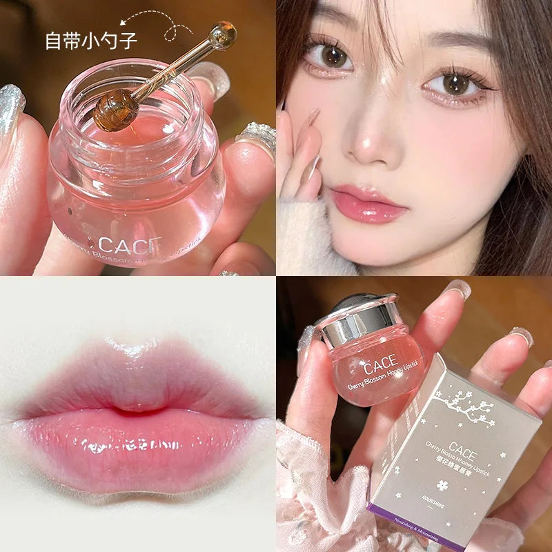 Cherry Blossom Honey Lip Balm Moisturizing Anti-Wrinkle Fade Lip Lines Anti-crack Jelly Lip Balm Lip Natural Skin Care Products