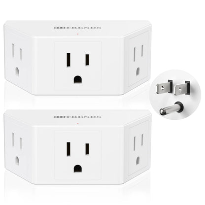 2pcs Multi Plug Outlet Extender US Plug Adapter, Wall Socket Multiple 3 AC Electric Outlet Power Strip for Travel Home