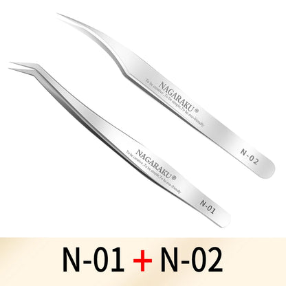 NAGARAKU 1 Pair Eyelashes Tweezers Set Volume Accurate Isolate Pincet Stainless Eyebrow Lash Extensions Tweezer Makeup Tools