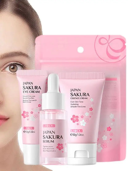 Face Skin Care Set Cleanser Sakura Essence Cream Moisturizing Whitening & Anti-Aging Toner Eye Cream Face Serum Eye Skin Care